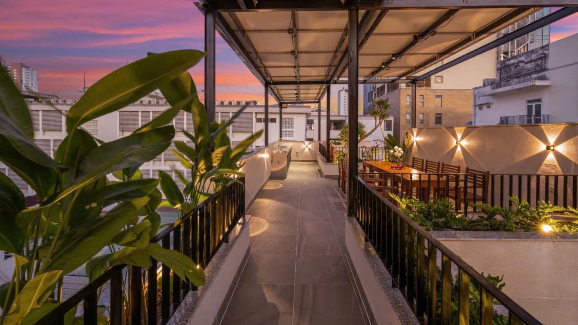 Luxury villa bedroom with ocean view